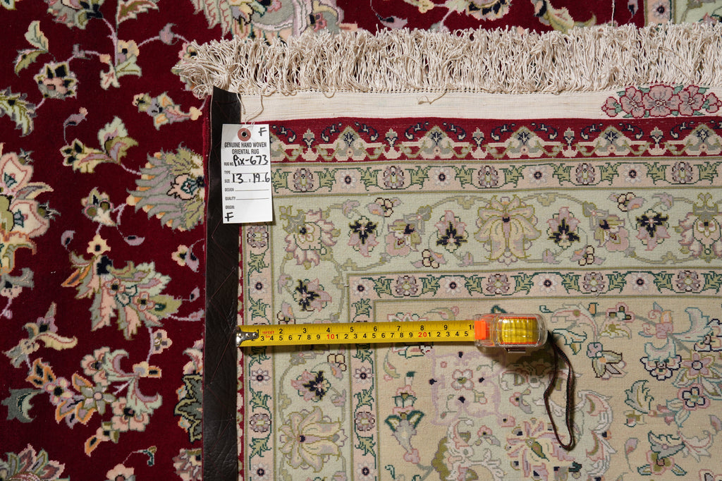 13 x 19.6Top Authentic Highest Quality Persian Tabriz Rug 70 Raj 500 Kpsi Wool and Silk on Silk Foundation Signed #PIX-673