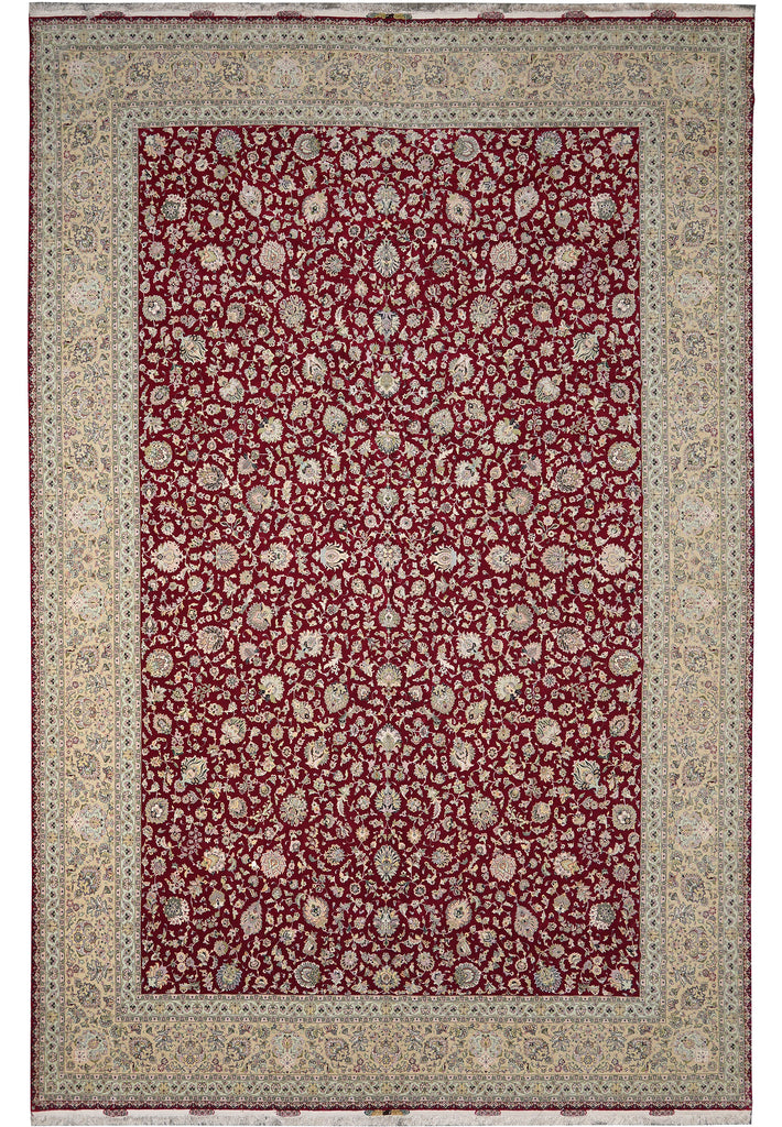 13 x 19.6Top Authentic Highest Quality Persian Tabriz Rug 70 Raj 500 Kpsi Wool and Silk on Silk Foundation Signed
