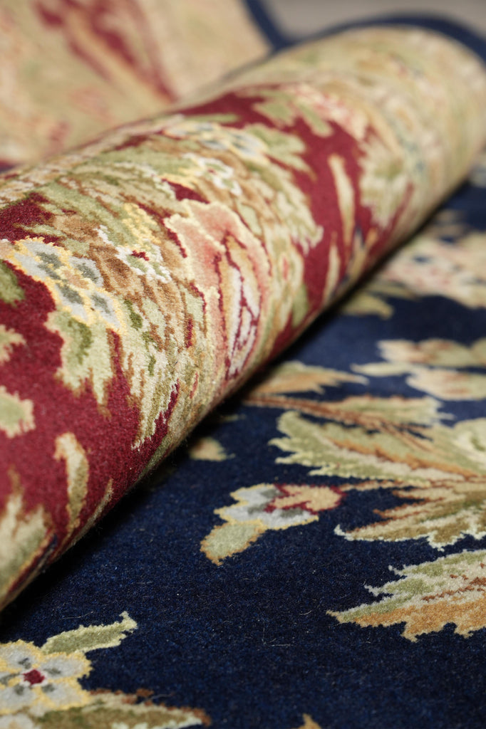 10 x 14 High Quality Handmade Wool and Silk Amazing Beautiful Rug Dark Royal Blue Floral French  #F-4272