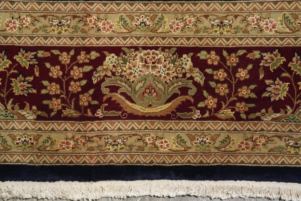 10 x 14 High Quality Handmade Wool and Silk Amazing Beautiful Rug Dark Royal Blue Floral French  #F-4272