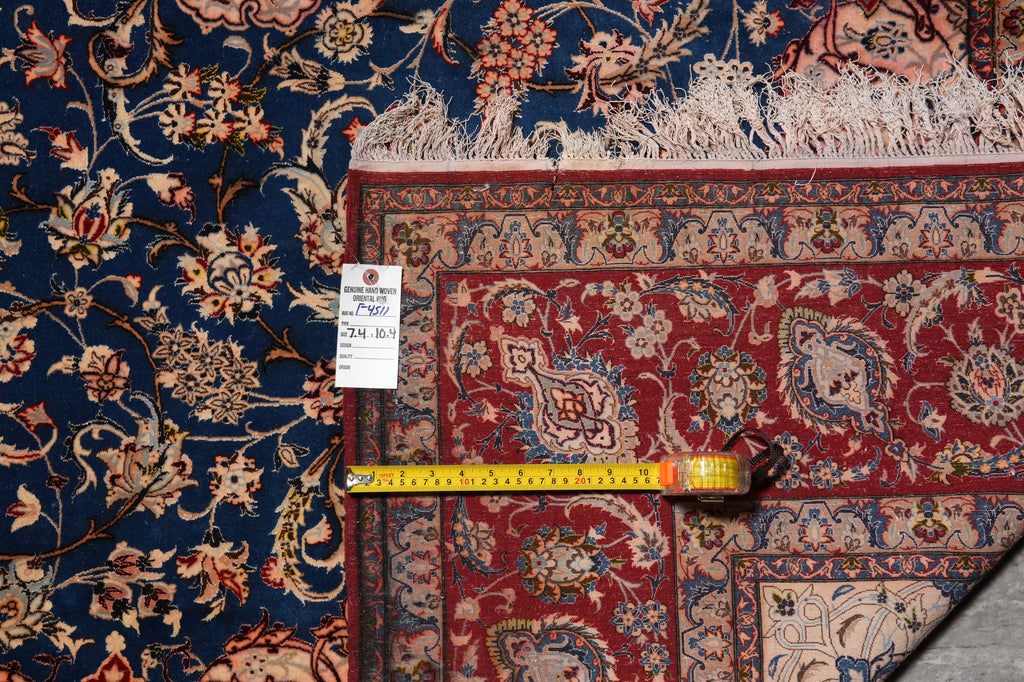 7.4 x 10.4 Estate Carpet Fine Wool and Silk Persian Esfahan Rug 500 KPSI #F-4511