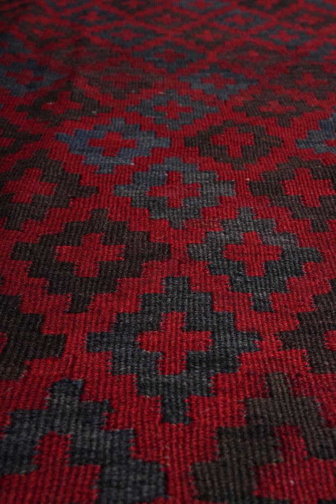 Close-up of a red and black patterned fabric