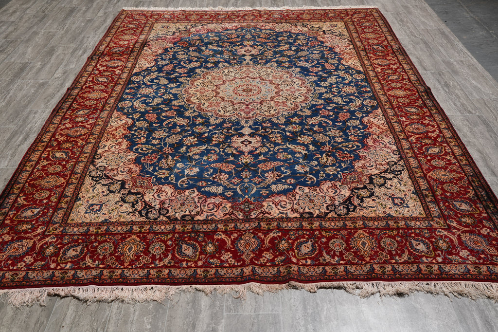 7.4 x 10.4 Estate Carpet Fine Wool and Silk Persian Esfahan Rug 500 KPSI #F-4511