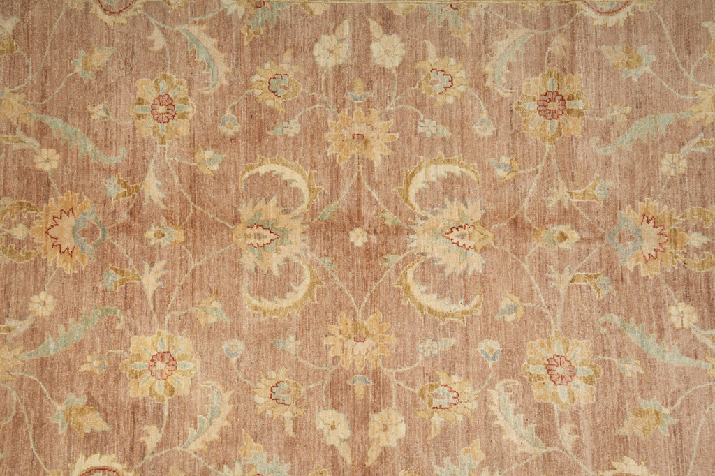 Patterned fabric with floral design on a brown background