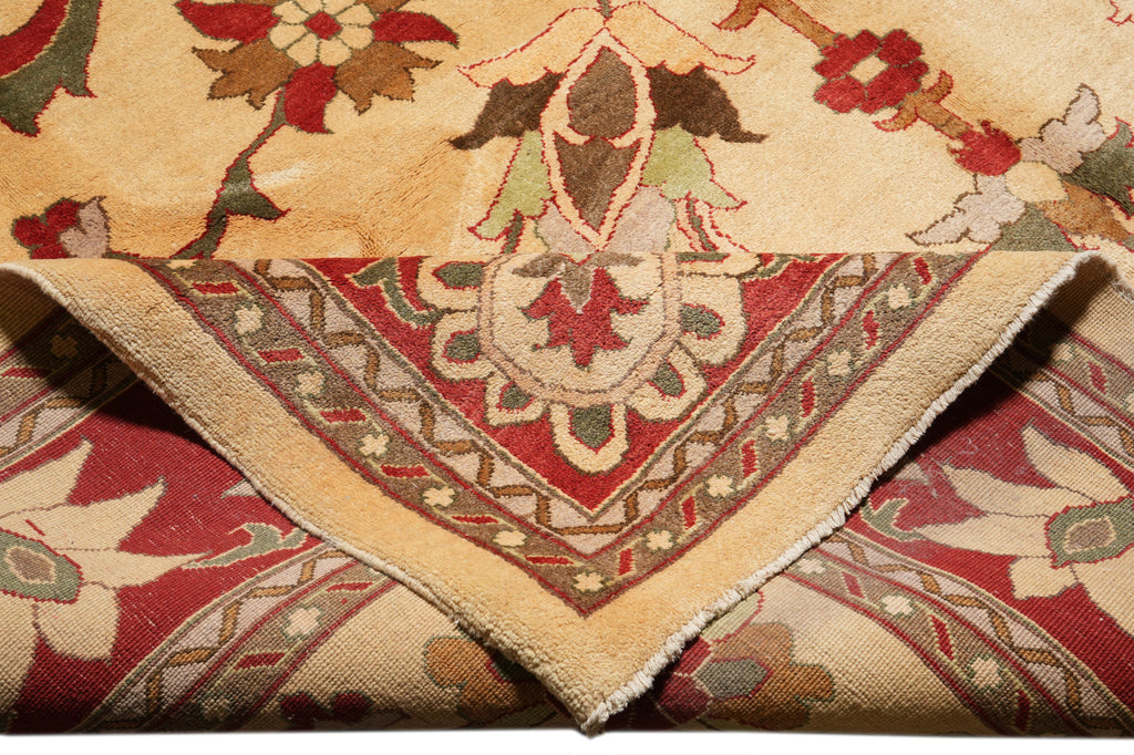 10.1 x 13.8 Chobi Peshawar Rug Handmade Pakistan Beige Coral #F-4276