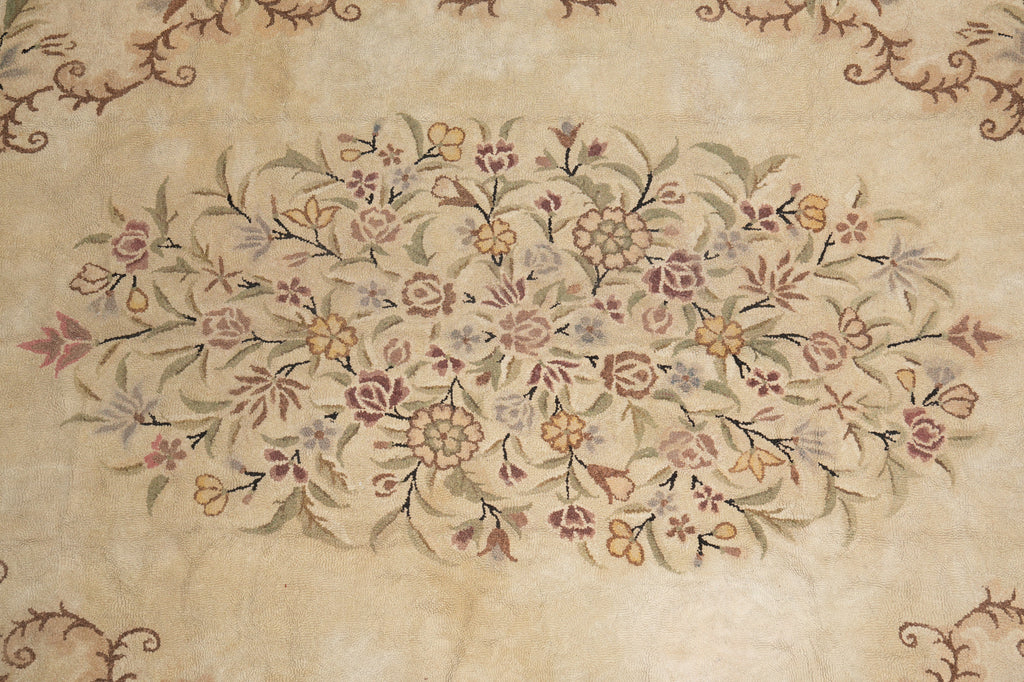 11.3 x 18 Oval Unusual Rug French Aubusson Pattern Hooked Carpet #PIX-9198