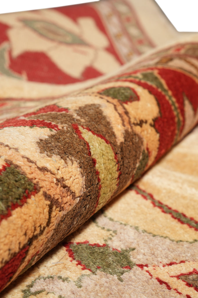 10.1 x 13.8 Chobi Peshawar Rug Handmade Pakistan Beige Coral #F-4276