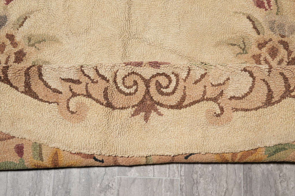 11.3 x 18 Oval Unusual Rug French Aubusson Pattern Hooked Carpet #PIX-9198