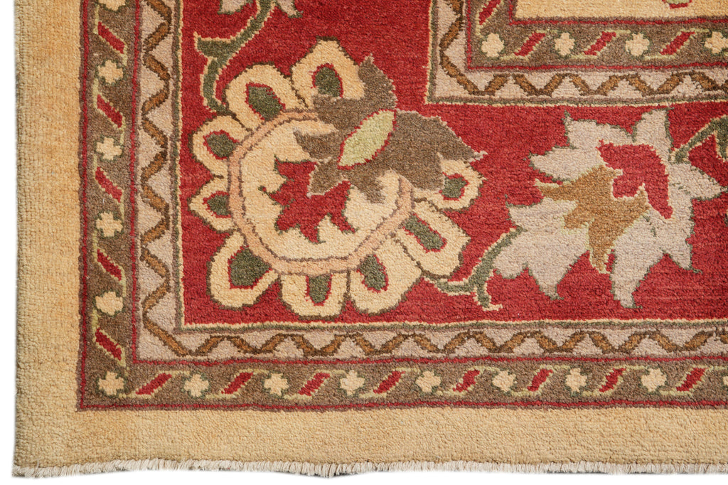 10.1 x 13.8 Chobi Peshawar Rug Handmade Pakistan Beige Coral #F-4276