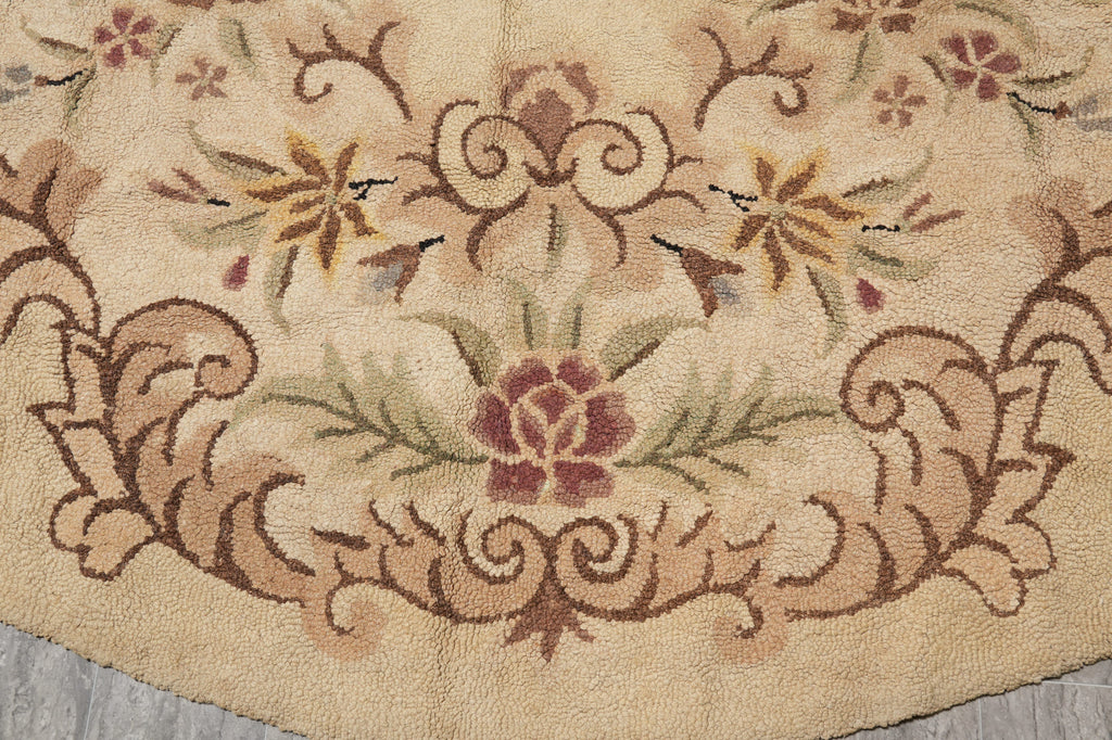 11.3 x 18 Oval Unusual Rug French Aubusson Pattern Hooked Carpet #PIX-9198