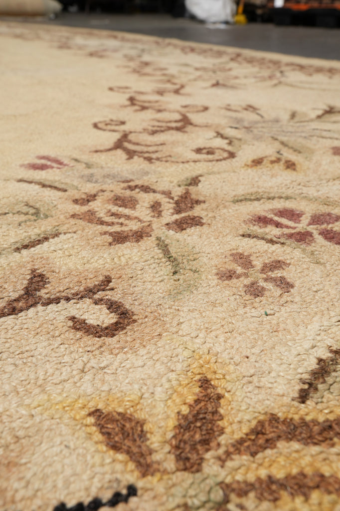 11.3 x 18 Oval Unusual Rug French Aubusson Pattern Hooked Carpet #PIX-9198