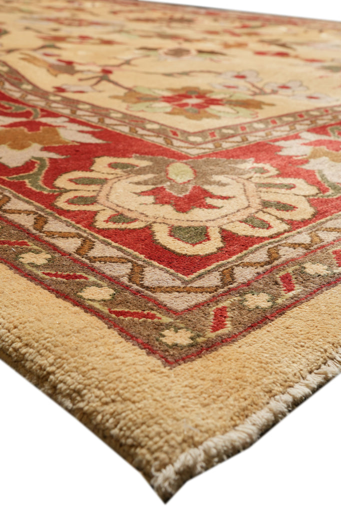 10.1 x 13.8 Chobi Peshawar Rug Handmade Pakistan Beige Coral #F-4276