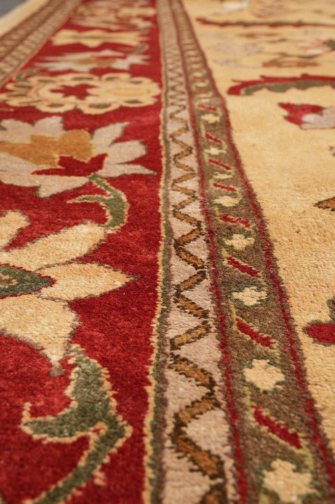 10.1 x 13.8 Chobi Peshawar Rug Handmade Pakistan Beige Coral #F-4276