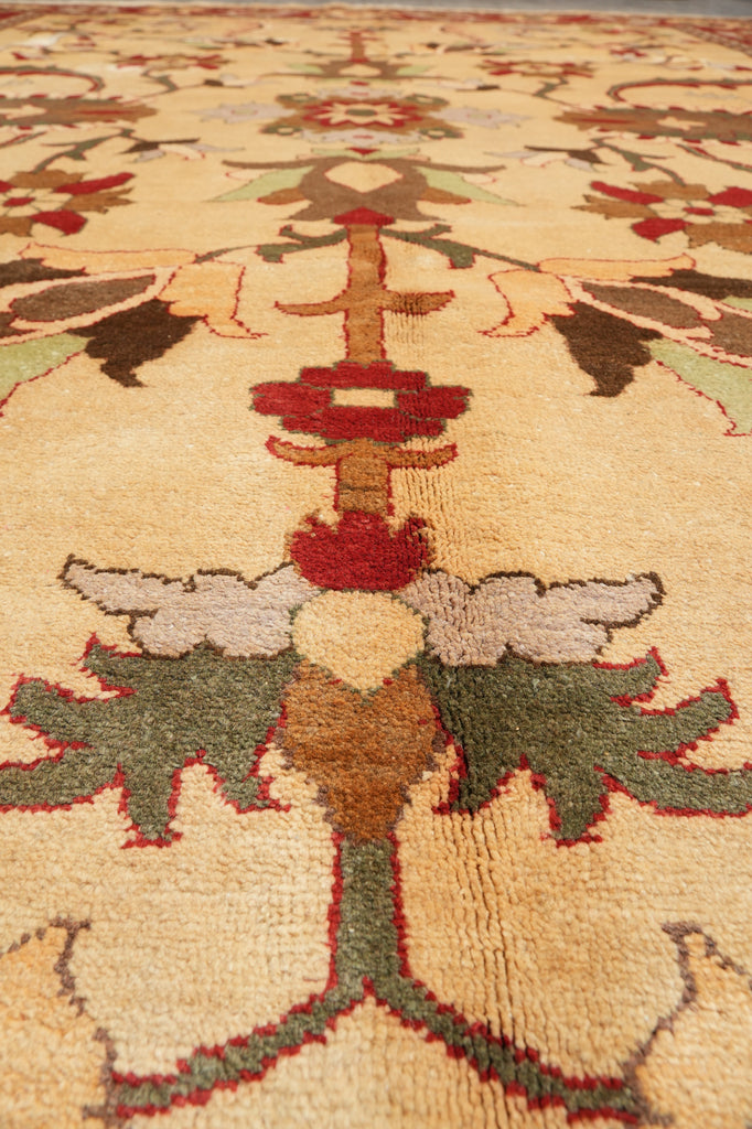 10.1 x 13.8 Chobi Peshawar Rug Handmade Pakistan Beige Coral #F-4276