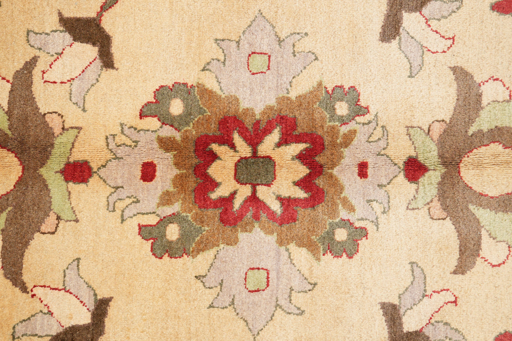 10.1 x 13.8 Chobi Peshawar Rug Handmade Pakistan Beige Coral #F-4276