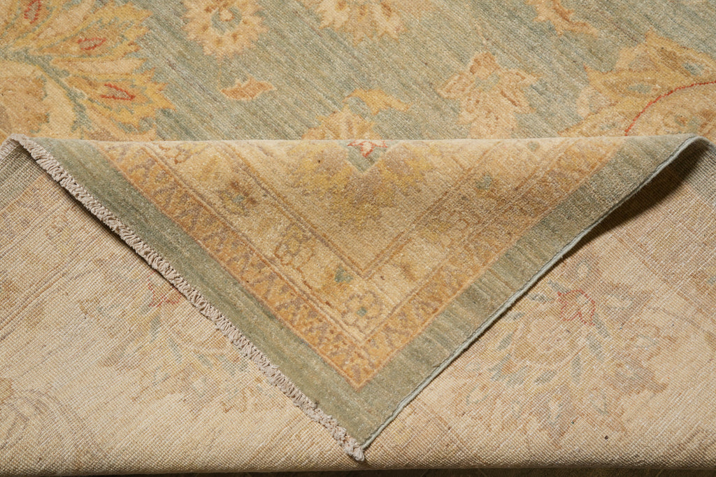 11.8 x 14.8 Chobi Peshawar Rug Light Green Gold #F-5966