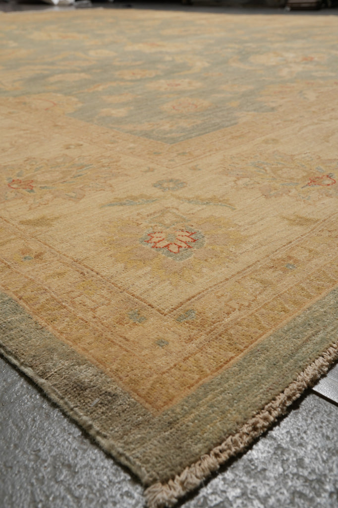11.8 x 14.8 Chobi Peshawar Rug Light Green Gold #F-5966