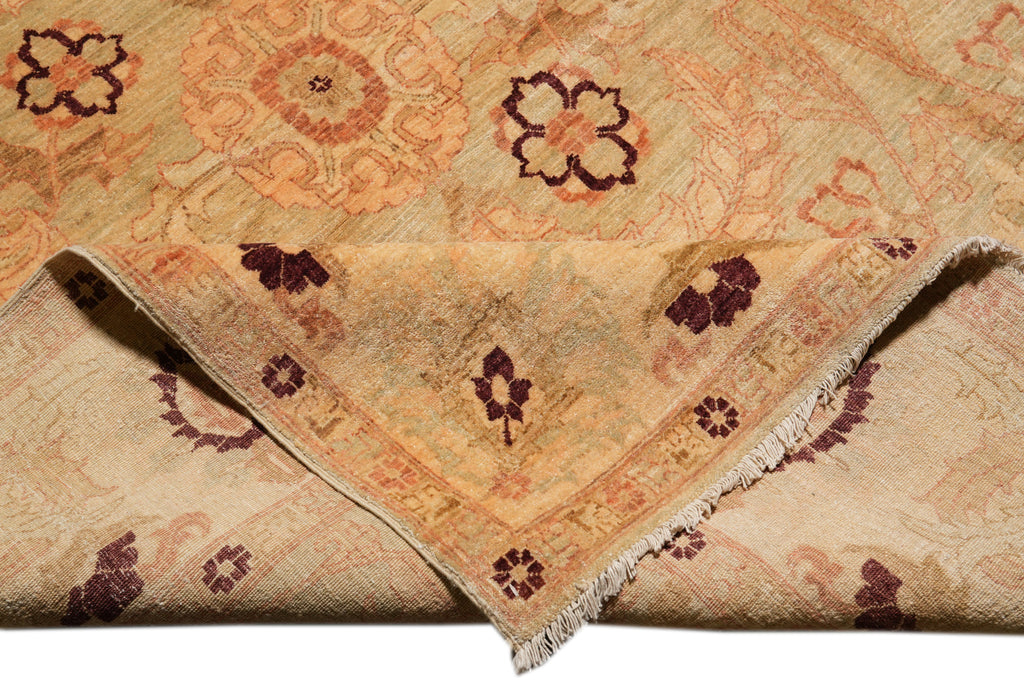 9 x 12.4 Light Green Neutral Chobi Peshawar Rug Beautiful #F-4278