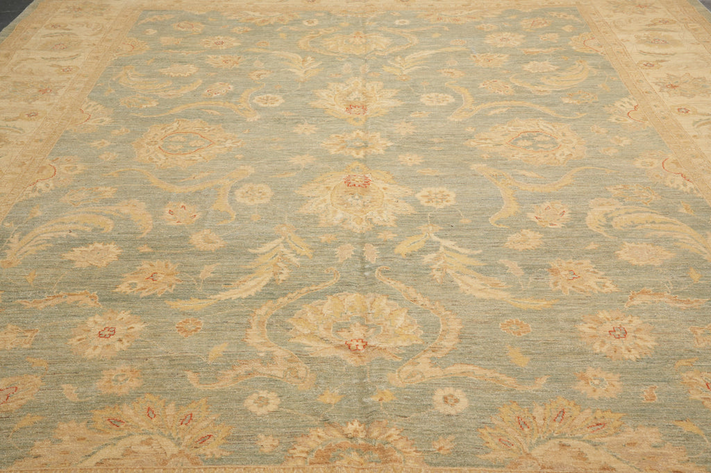 11.8 x 14.8 Chobi Peshawar Rug Light Green Gold #F-5966