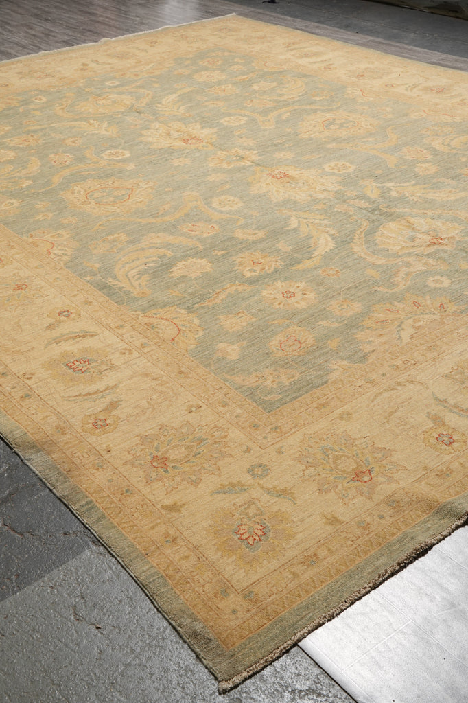 11.8 x 14.8 Chobi Peshawar Rug Light Green Gold #F-5966