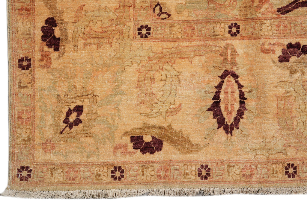 9 x 12.4 Light Green Neutral Chobi Peshawar Rug Beautiful #F-4278