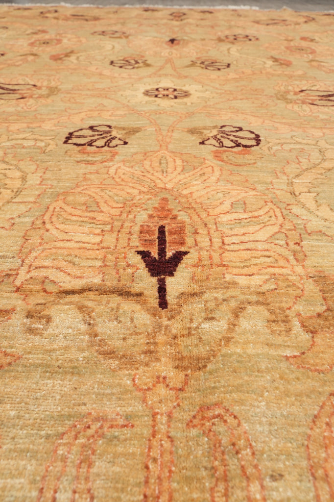 9 x 12.4 Light Green Neutral Chobi Peshawar Rug Beautiful #F-4278