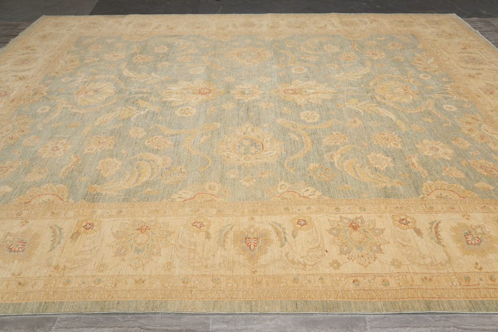 11.8 x 14.8 Chobi Peshawar Rug Light Green Gold #F-5966