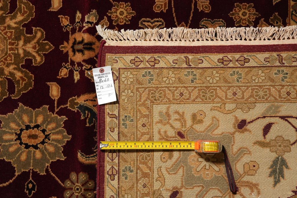 12 x 17.6 Quality Jaipur Rug Hand-Knotted Wool Burgundy #PIX-611