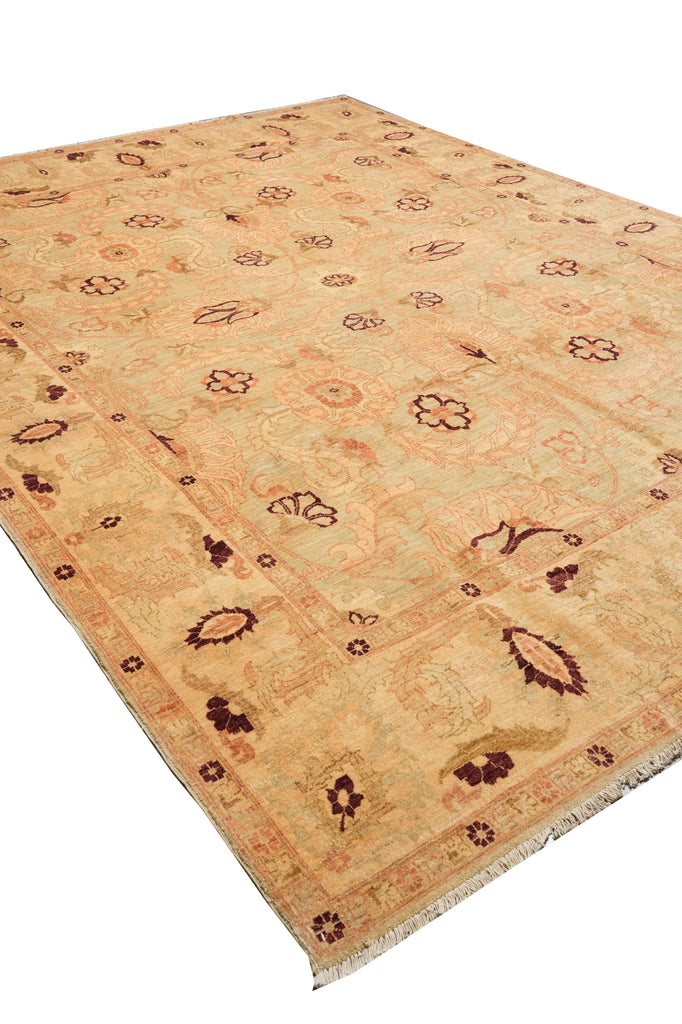 9 x 12.4 Light Green Neutral Chobi Peshawar Rug Beautiful #F-4278