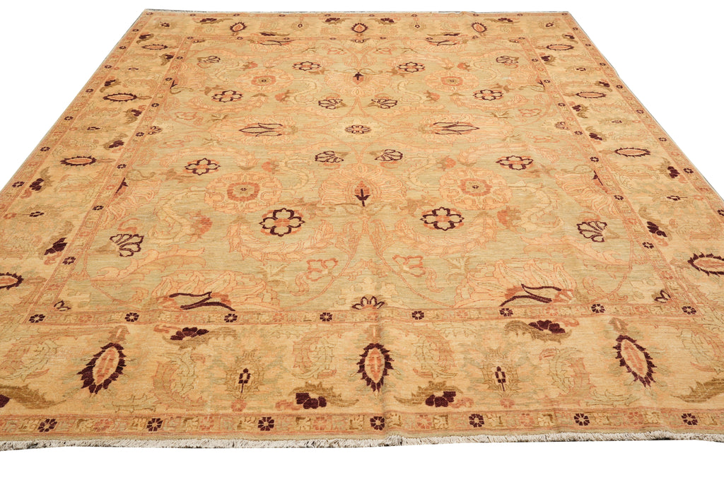 9 x 12.4 Light Green Neutral Chobi Peshawar Rug Beautiful #F-4278