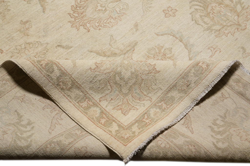 9.10 x 13.9 Light Beige Chobi Peshawar Rug Hand-knotted Pakistan #F-4279