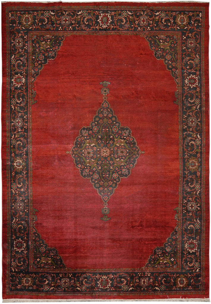 12.4 x 18 Antique Persian Mahal Rug Low Pile