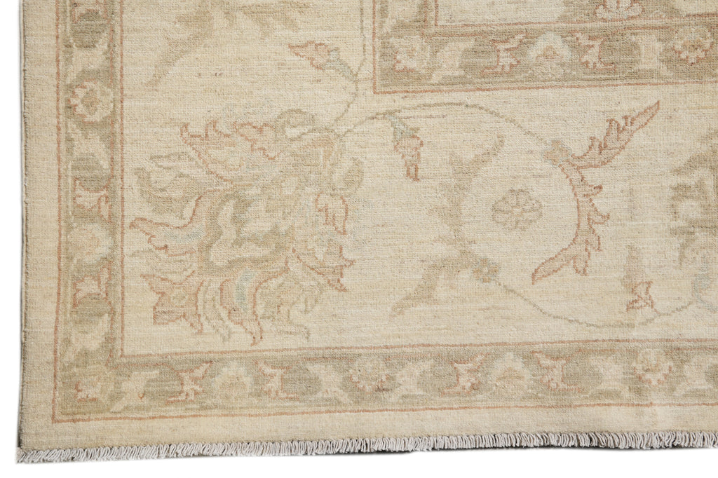 9.10 x 13.9 Light Beige Chobi Peshawar Rug Hand-knotted Pakistan #F-4279