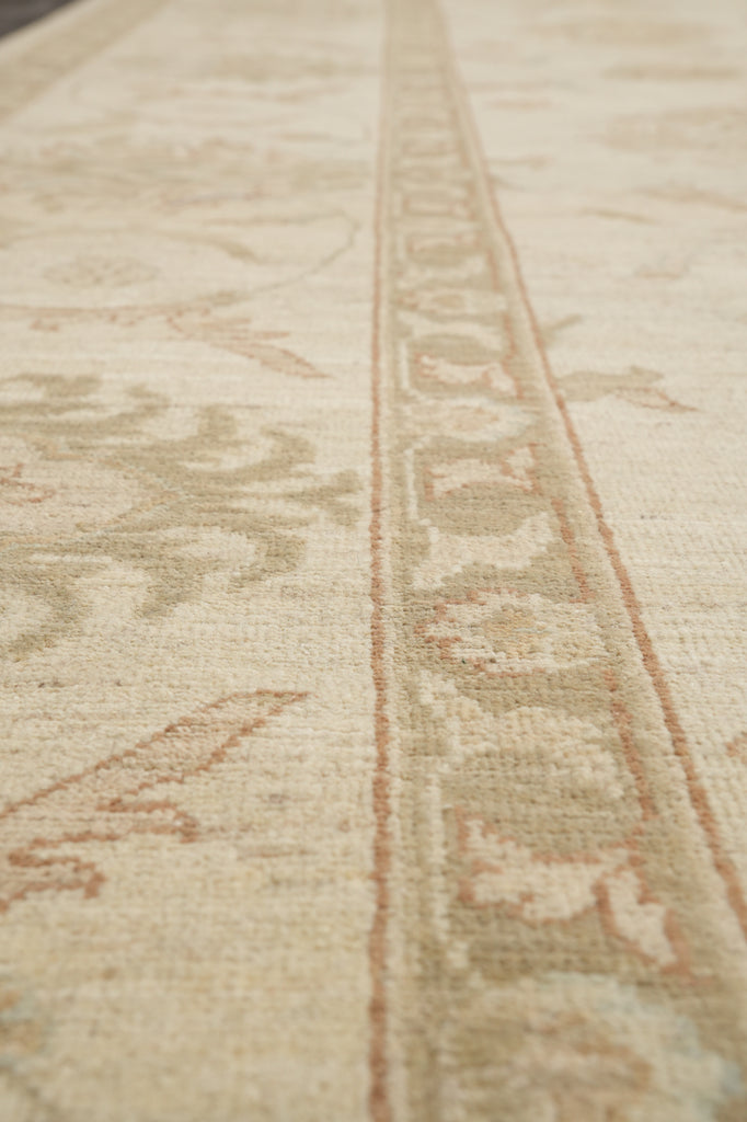 9.10 x 13.9 Light Beige Chobi Peshawar Rug Hand-knotted Pakistan #F-4279