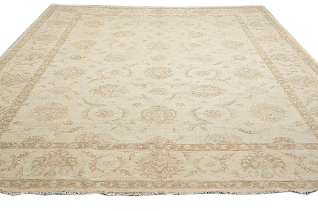 9.10 x 13.9 Light Beige Chobi Peshawar Rug Hand-knotted Pakistan #F-4279