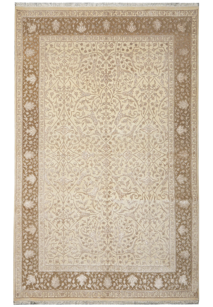 Decorative rug with intricate patterns on a plain background