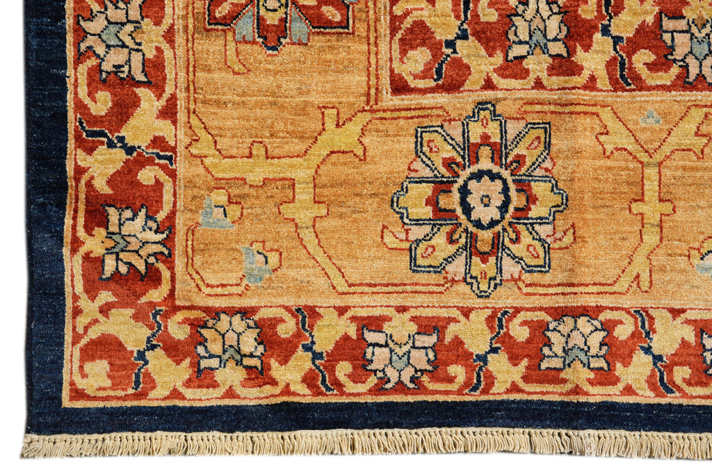 10.2 x 13.2 Beautiful Quality Handmade Zigler Chobi Rug Transitional Dark Blue Gold #F-4280