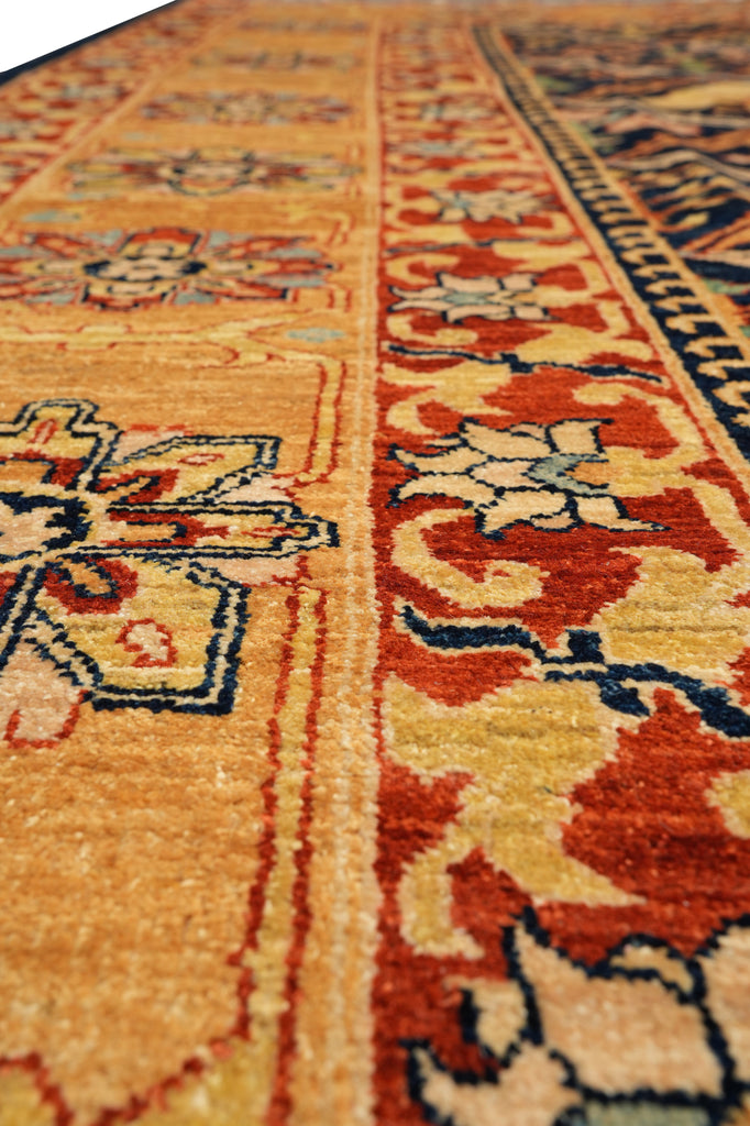 10.2 x 13.2 Beautiful Quality Handmade Zigler Chobi Rug Transitional Dark Blue Gold #F-4280