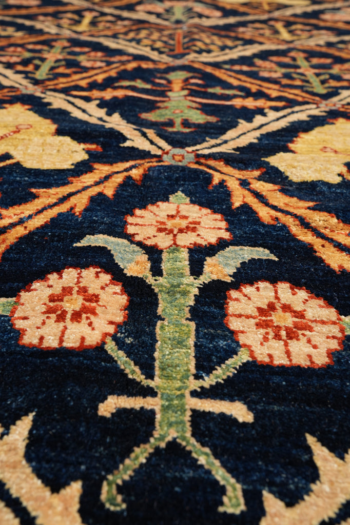 10.2 x 13.2 Beautiful Quality Handmade Zigler Chobi Rug Transitional Dark Blue Gold #F-4280