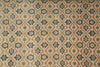 Load image into Gallery viewer, Patterned fabric with geometric design in green, orange, and beige.