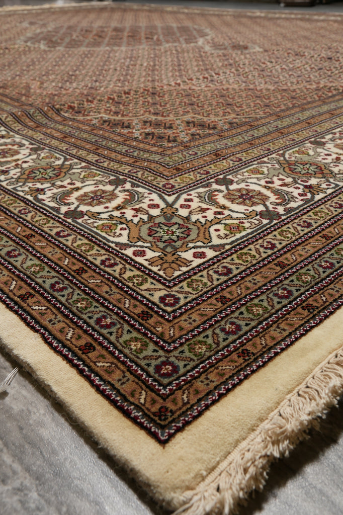 10 x 13.6 High Quality Wool and Silk Herati Mahi Tabriz Rug Hand-Knotted #PIX-13003