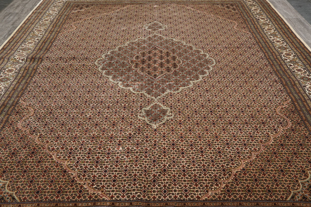 10 x 13.6 High Quality Wool and Silk Herati Mahi Tabriz Rug Hand-Knotted #PIX-13003