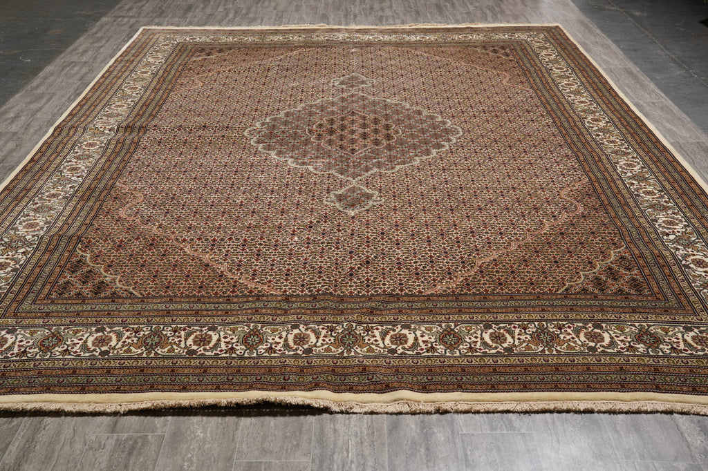 10 x 13.6 High Quality Wool and Silk Herati Mahi Tabriz Rug Hand-Knotted #PIX-13003
