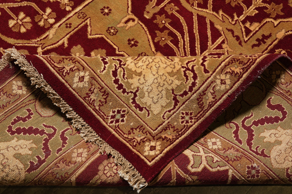 12 x 18 Hand-Knotted Agra Large Rug Red Gold #PIX-139