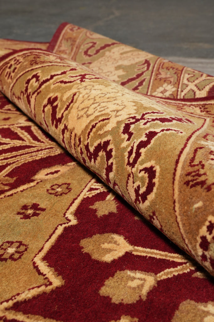 12 x 18 Hand-Knotted Agra Large Rug Red Gold #PIX-139