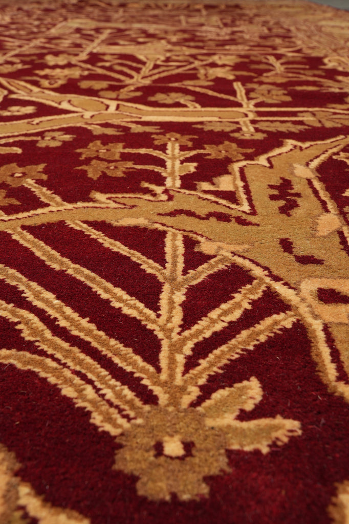 12 x 18 Hand-Knotted Agra Large Rug Red Gold #PIX-139
