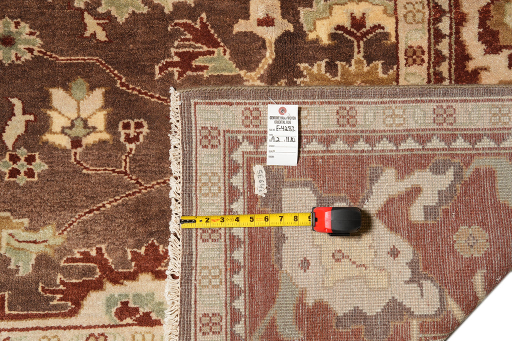 9.2 x 11.10 Brown Rust Handmade Jaipur Rug #F-4283