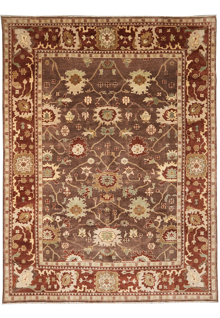 9.2 x 11.10 Brown Rust Handmade Jaipur Rug #F-4283