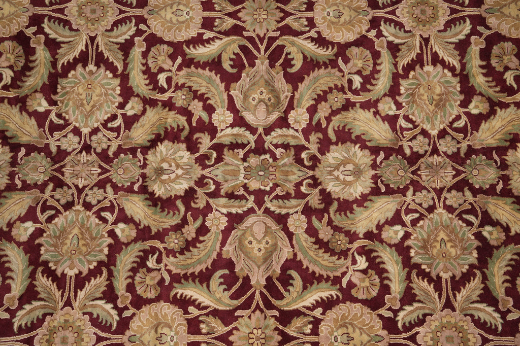 12.3 x 18 Hand-Knotted Agra Rug Burgundy Gold #F-4515