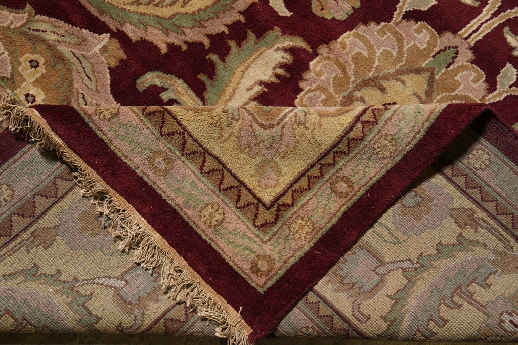 12.3 x 18 Hand-Knotted Agra Rug Burgundy Gold #F-4515